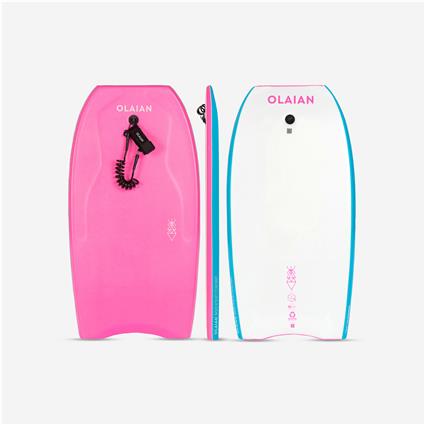 Prancha de Bodyboard 500 com Leash Rosa Branco