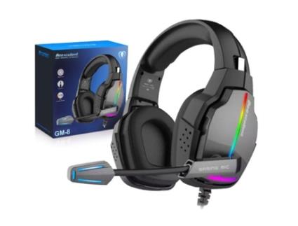 Auscultadores Gaming C/Fio Microfone Almofadados e com Luz Led Rgb Beexcellent Preto + Cinzento