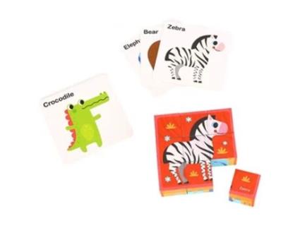 Jogo de Associações TOOKY TOY Puzzle Animais 15 Peças em Madeira  (Idade Mínima Recomendada: 24 meses)