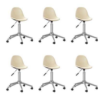 vidaXL Cadeiras de jantar giratórias 6 pcs tecido cor creme