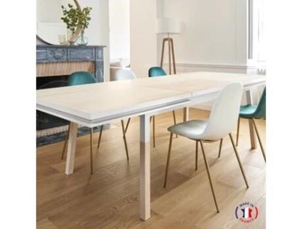 Mesa de Refeição Retangular MON PETIT MEUBLE FRANÇAIS com 2 Extensões (Azul Sombre de Rance - Madeira - 220 x 76 x 120 cm)