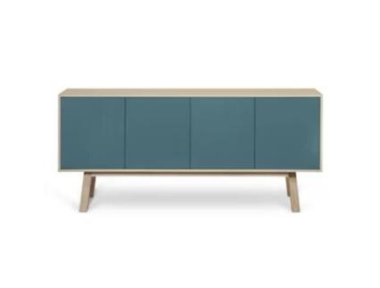 Aparador Alto MON PETIT MEUBLE FRANÇAIS com 4 Portas (Azul Cinzento Lehon - Madeira - 220 x 94 x 46 cm)