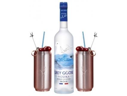 Vodca Grey Goose Premium + 2 copos de lata de refrigerante GREY GOOSE