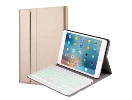 Capa e Teclado Bluetooth YKCLOUD 1029D para iPad Mini4/5 (Inglês - Dourado)