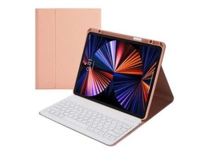 Capa e Teclado Bluetooth YKCLOUD Hk132B para iPad Pro12.92021/2020/2018 (Inglês - Rosa)