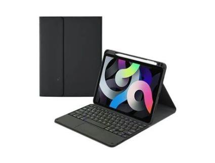 Capa e Teclado Bluetooth YKCLOUD Hk109C para iPad Air4 2020 10.9/iPad Pro112021/2020/2018 (Inglês - Preto)