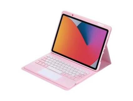 Capa e Teclado Bluetooth YKCLOUD B3011C para iPad Air4 2020 10.9/iPad Pro112021/2020/2018 (Inglês - Rosa)