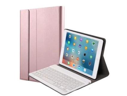 Capa e Teclado Bluetooth YKCLOUD Ft1036 para iPad 10.22021/2020/2019/ iPad Air 10.5/ iPad Pro10.5 (Inglês - Rosa)