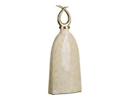 Vaso 24 x 13 x 64 cm Cristal Dourado Metal Branco
