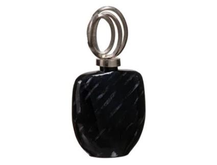 Vaso 23 x 13 x 41 cm Cristal Preto Metal Prata