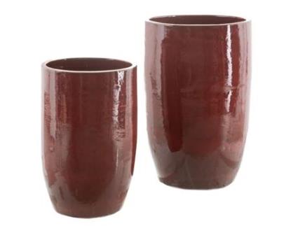 Vaso 52 x 52 x 80 cm Cerâmica Vermelho (2 Unidades)