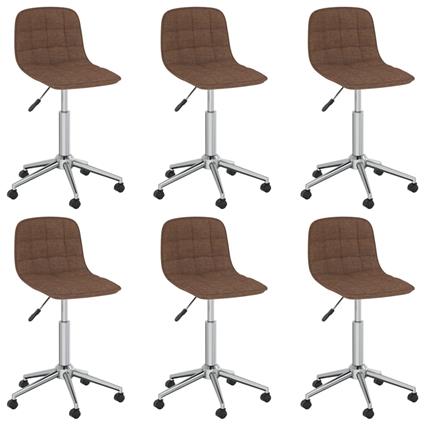 vidaXL Cadeiras de jantar giratórias 6 pcs tecido castanho