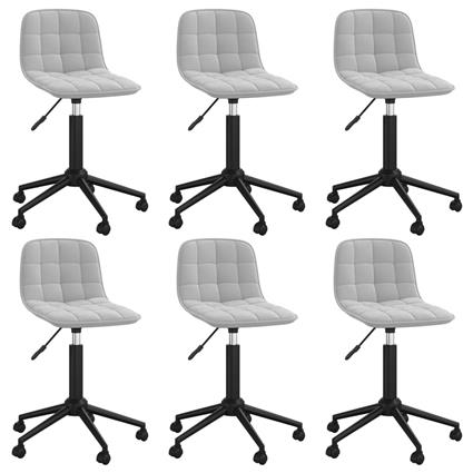 vidaXL Cadeiras de jantar giratórias 6 pcs veludo cinzento-claro