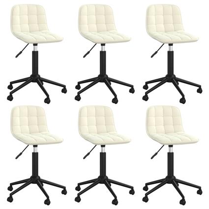 vidaXL Cadeiras de jantar giratórias 6 pcs veludo cor creme