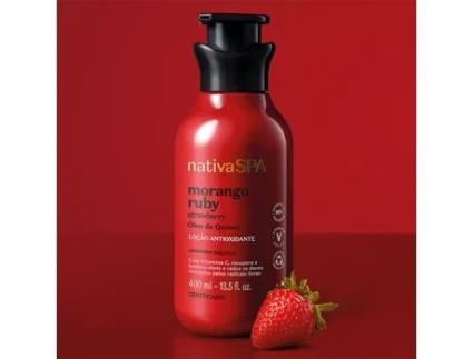 Loção Corporal O BOTICÁRIO Hidratante Nativa Spa Morango Ruby (Vegan) 400 ml