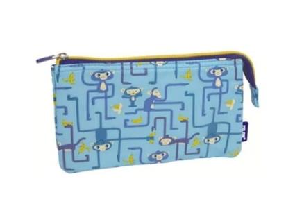 Estojo MILAN Tangled Monkeys 5 Compartimentos Azul 22 X 12 X 4 Cm