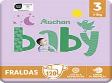 Fraldas Auchan Baby Tamanho 3 4-9kg 120un