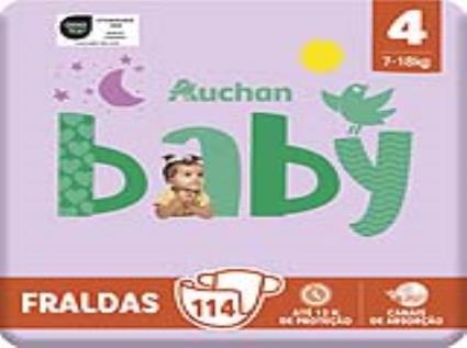 Fraldas Auchan Baby T4 7-18kg 114un