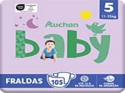 Fraldas Auchan Baby Tamanho 5 11-25kg 105un