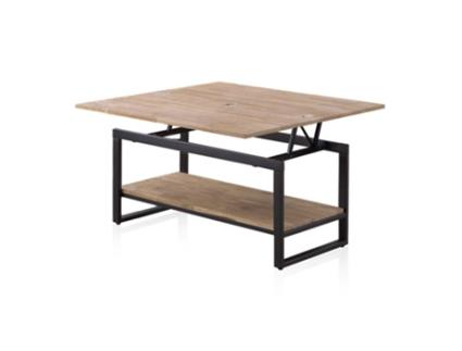 Mesa de centro elevable extensible Rens, duehome, 90 cm (ancho), Roble - Negro, Roble - Blanco, Roble Honey - Negro