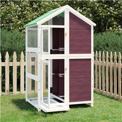 vidaXL Gaiola para pássaros 97x81x152 cm pinho maciço cor moca