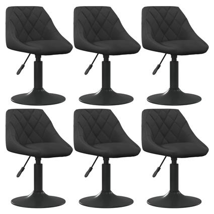 vidaXL Cadeiras de jantar giratórias 6 pcs veludo preto