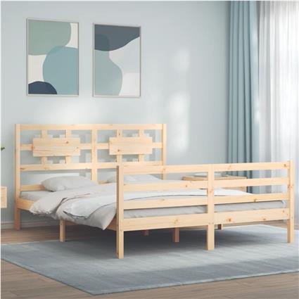vidaXL Estrutura de cama King Size com cabeceira madeira maciça