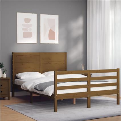 vidaXL Estrutura de cama dupla pequena 4FT madeira maciça castanho-mel
