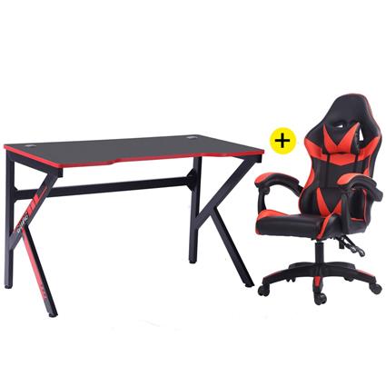 Pack secretaria + cadeira GAMER II (preto/vermelho)