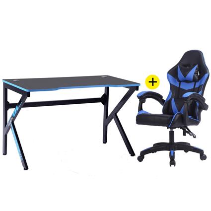 Pack secretaria + cadeira GAMER II (preto/azul)