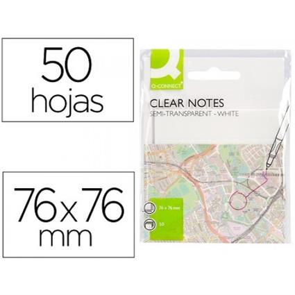 Bloco Notas Adesivo 76mmx76mm Plástico Translucido Branco 50 Fls.