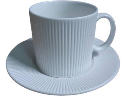 Conjunto Chávenas e Pires de Chá  Ginseng (12 Peças - Porcelana - Branco)