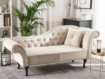 Chaise longue em veludo creme versão à direita LATTES