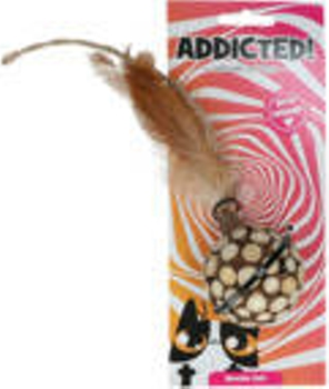 Brinquedo para Gato  Bola de madeira com penas