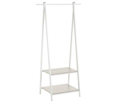 Cabide  Com Estante Nórdico Branco De Metal De Madeira (150x45x55 cm)