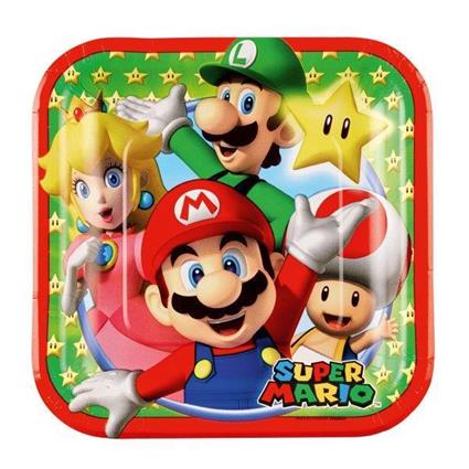 Pratos Quadrados Pequenos Super Mário