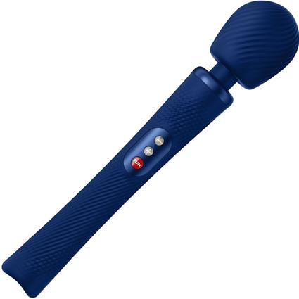 FÁBRICA DIVERTIDA - VIM SILICONE RECARREGÁVEL VIBRATÓRIA PESADA RUMBLE WAND AZUL MEIA-NOITE