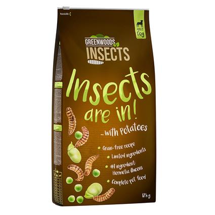 Greenwoods Insects Insetos com batata, ervilhas e favas - Pack económico: 2 x 12 kg