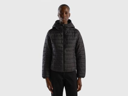 Benetton, Casaco Acolchoado Com Chumaço Reciclado, size S, Preto, Mulher