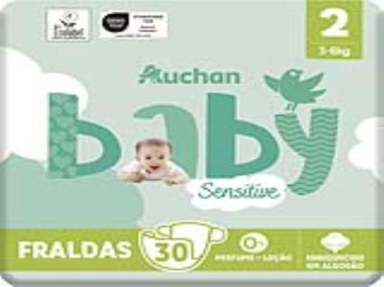 Fraldas Auchan Baby Sensitive Ecológicas Tamanho 2 3-6kg 30un