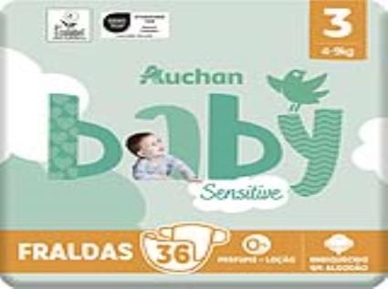 Fraldas Auchan Baby Sensitive Ecológicas Tamanho 3 4-9kg 36un