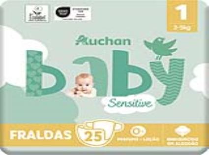 Fraldas Auchan Baby Sensitive Ecológicas Tamanho 1 2-5kg 25un