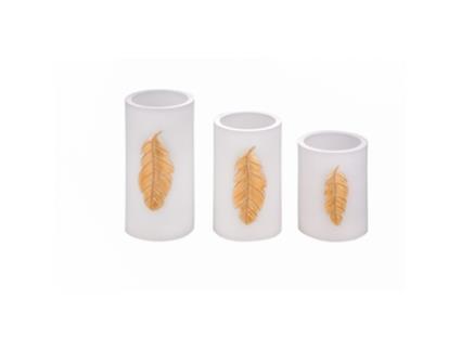 Conjunto de 3 Velas PAULEEN Golden Feather 7,6 Cm 7,6 Cm Et 10 Cm