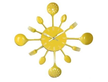 Relógio de Parede MISHA DIY Utensílios de Cozinha (Amarelo)