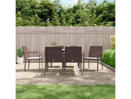 VIDAXL - Conjuntos de Refeição 7 Peças e Almofadas VIDAXL para Jardim (140 cm - Rattan - Castanho) Conjuntos de Refeição 7 Peças e Almofadas VIDAXL para Jardim (140 cm - Rattan - Castanho)