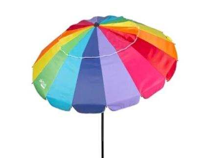 Chapéu de Sol de Praia AKTIVE à Prova de Vento com Mastro Basculante Azul (Ø195cm)