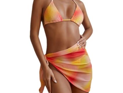 Conjunto de Três Peças de Maiô Feminino Biquíni Gradiente (L)
