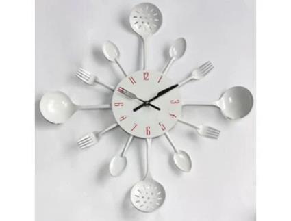 Relógio de Parede MISHA DIY Utensílios de Cozinha (Branco)