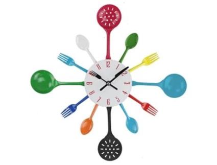 Relógio de Parede MISHA DIY Utensílios de Cozinha (Multicolor)