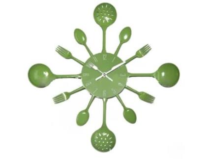 Relógio de Parede MISHA DIY Utensílios de Cozinha (Verde)